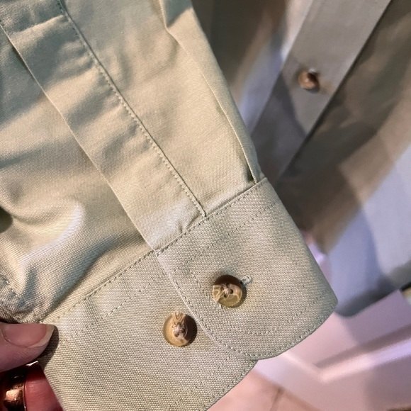 LL Bean Oxford Shirt Mens sz L Traditional Fit Button front green Wrinkle Free - Picture 2 of 7